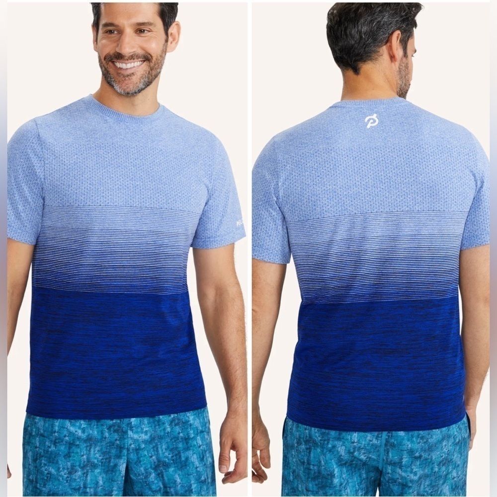 Peloton Men Ombre Seamless Short Sleeve Blue shirt